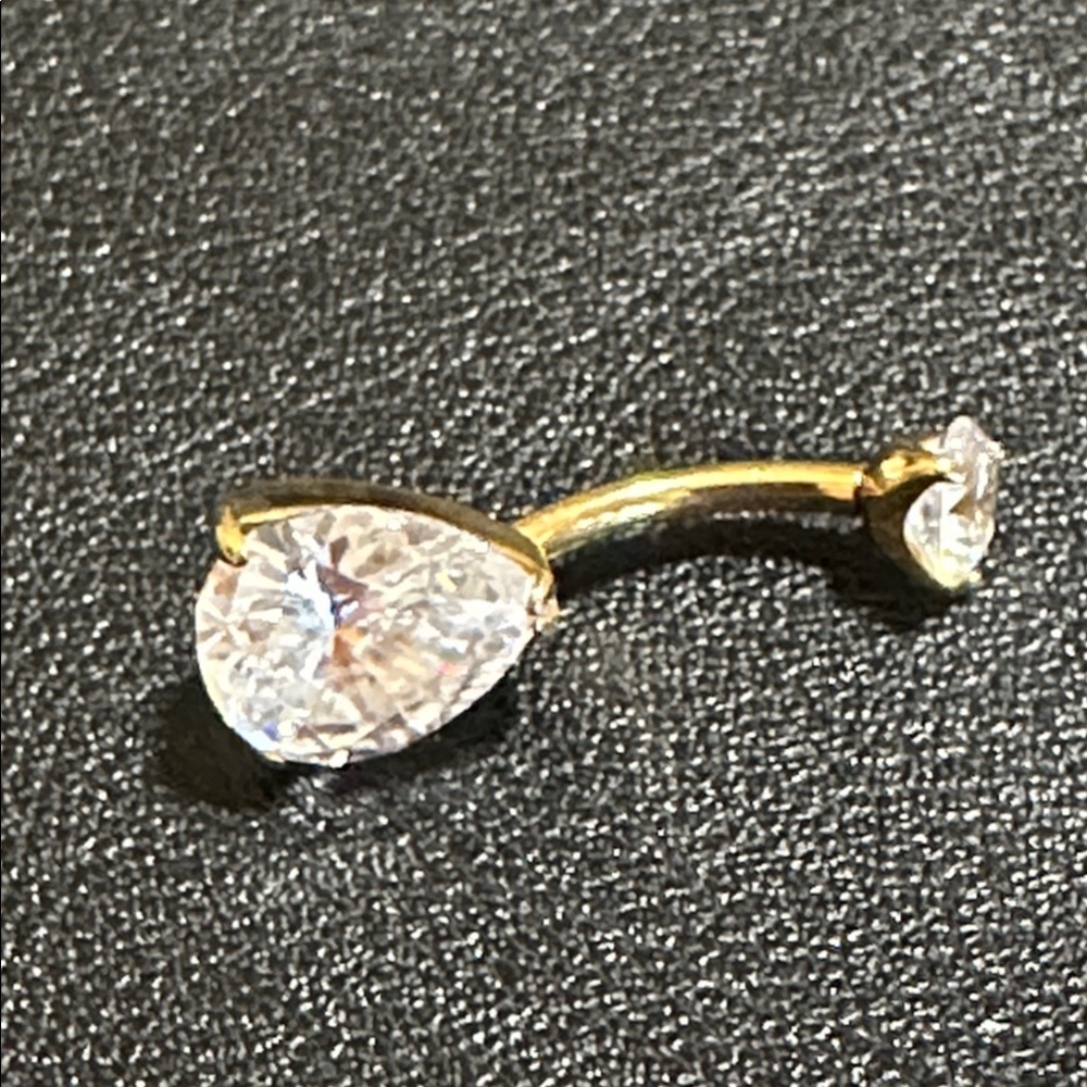 42.  Beautiful Gold Tone Prong Set CZ Navel Belly Bar